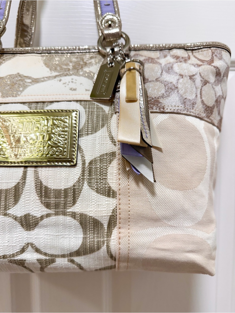 Coach Poppy Patchwork Glam Tote Signature Canvas - Picture 9 of 17